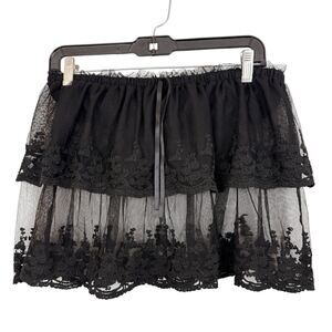 Free People Love You So Lace Embroidered Tube Strapless Top Black Whimsigoth